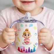 Adorable,Back To School,Gift For Kids,Vector - Kid & Cute Initial - Personalized Sippy Cup