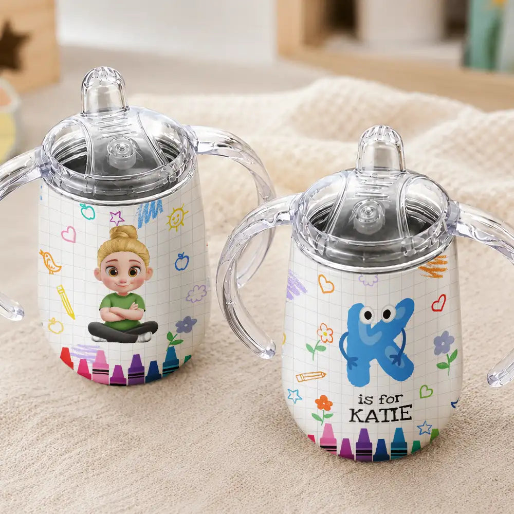 Adorable,Back To School,Gift For Kids,Vector - Kid & Cute Initial - Personalized Sippy Cup