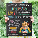 Gift For Kids, Gift For Grandkids, Back To School, Happy - Kid's First Day Of School - Personalized School Sign