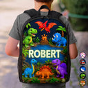 Top Market,Adorable,Back To School,Gift For Kids,Custom Text - Kids Adventure With Dinosaur Unicorn & Wild Animal - Personalized Kids Backpack