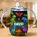 Adorable, Gift For Kids, Custom Text - Kids Adventure With Dinosaur Unicorn & Wild Animal - Personalized Sippy Cup