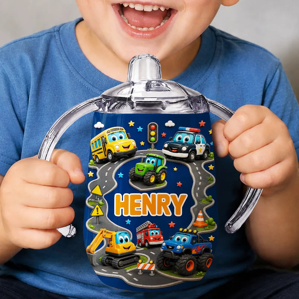 Adorable, Gift For Kids, Custom Text - Kids Adventure With Dinosaur Unicorn & Wild Animal - Personalized Sippy Cup