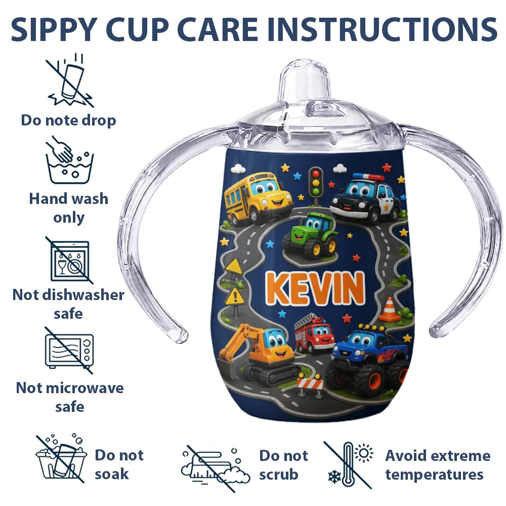 Adorable, Gift For Kids, Custom Text - Kids Adventure With Dinosaur Unicorn & Wild Animal - Personalized Sippy Cup