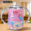 Adorable, Gift For Kids, Custom Text - Kids Adventure With Dinosaur Unicorn & Wild Animal - Personalized Sippy Cup