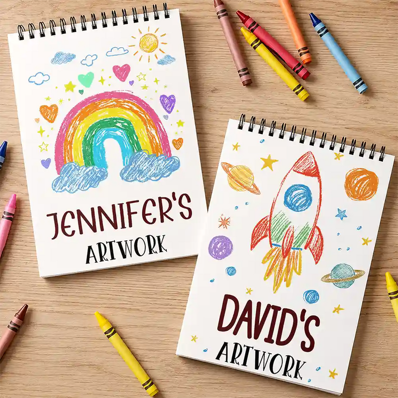 Confident, Gift For Children, Back To School, Gift For Daughter, Icon - Kids Artwork Mermaid Robot Boys Girls - Personalized Sketchbook