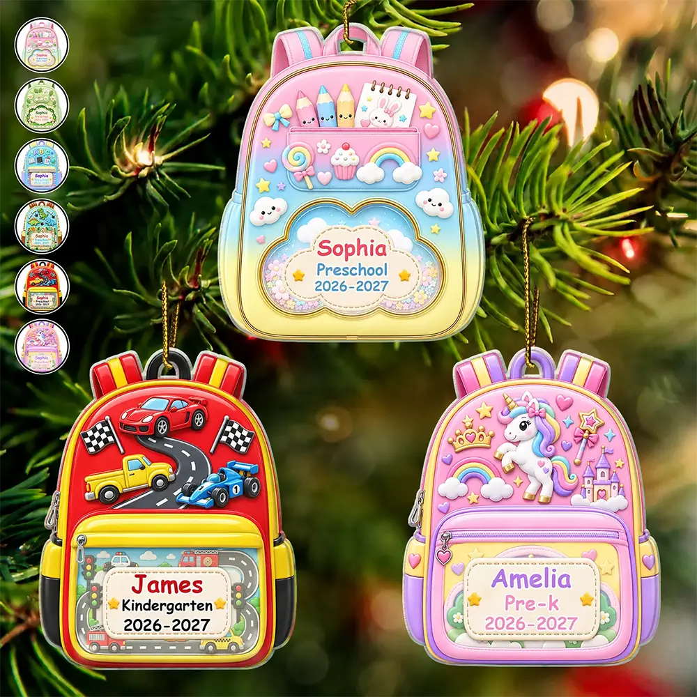 Adorable,Christmas,Gift For Kids,Custom Text - Kids Backpack First Day Of School - Personalized Custom Shaped Acrylic Ornament