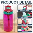 Adorable,Back To School,Gift For Kids,Vector - School Kid With Backpack - Personalized Kids Water Bottle With Straw