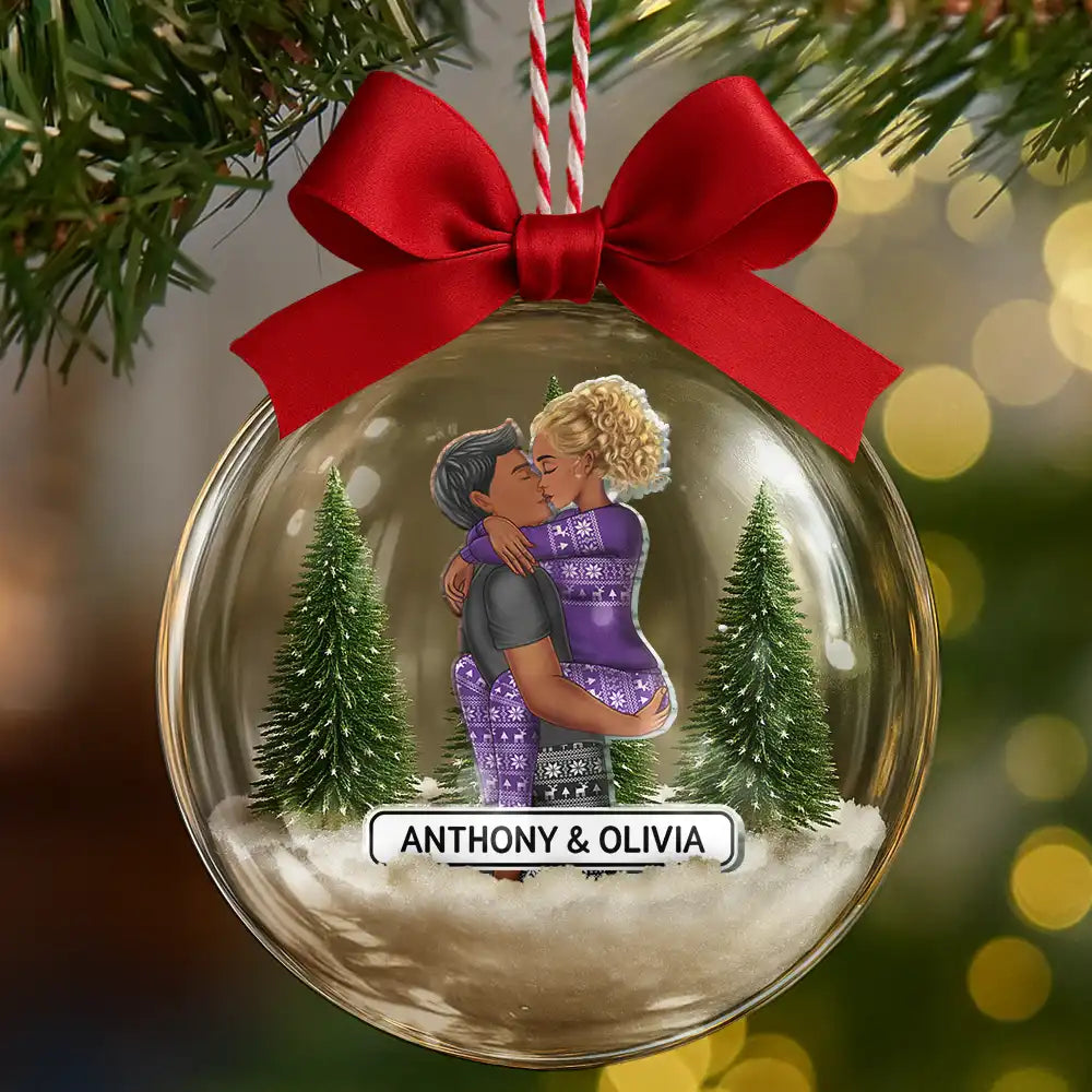 Gift For Couples,Christmas,Love - Kissing Couples - Personalized 3D Acrylic Ball Ornament
