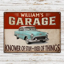Top Market,Confident,Gift For Men,Gift For Yourself,Icon,Garage - Custom Photo Garage Workshop Man Cave Knower Of Stuff Fixer Of Things - Personalized Classic Metal Signs