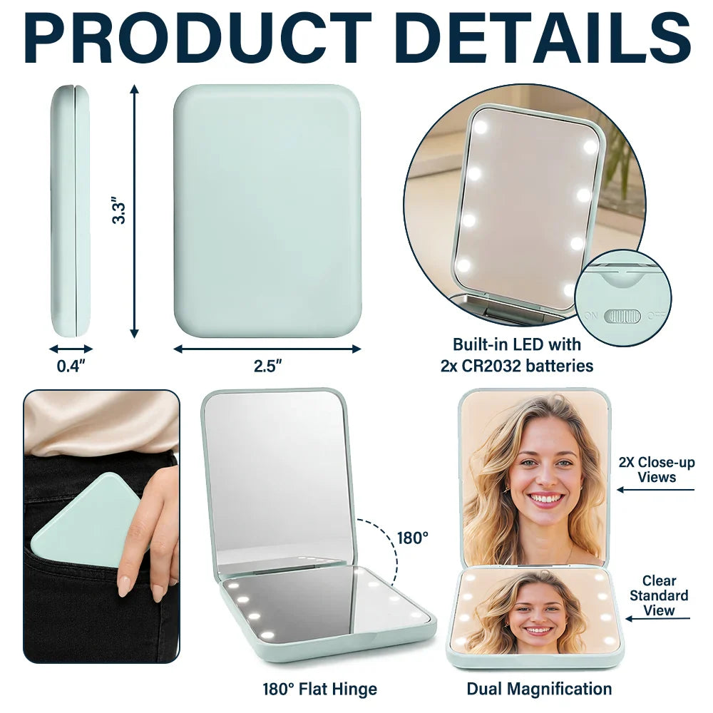 Gift For Yourself,Gift For Women,Confident,Icon - Watercolor Birth Flower Custom Name For Her, Daughter, Mom, Besties - Personalized LED Compact Mirror
