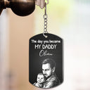 Father's Day Gifts, Custom Photo Pencil Sketch Calendar The Day You Became My Mom Dad - Personalized Aluminum Keychain