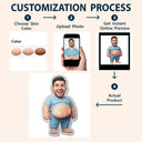 Custom Photo,Art Design,Family,Humorous,Photo - Belly Pose Cartoon Figure - Custom Photo Cartoon Funny Belly Character Family Member And Pet - Personalized Squishy Acrylic Keychain