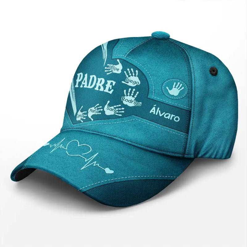 Gift For Yourself,Gift For Men,Gift For Grandpa,Gift For Father,Gift For Mother,Gift For Grandma,Spanish,Love- Las Huellas De Las Manos Del Abuelo Papá Y Los Niños - Gorra Clásica Personalizada