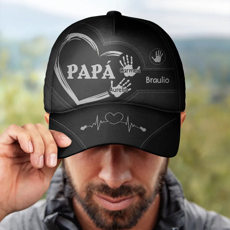 Gift For Yourself,Gift For Men,Gift For Grandpa,Gift For Father,Gift For Mother,Gift For Grandma,Spanish,Love- Las Huellas De Las Manos Del Abuelo Papá Y Los Niños - Gorra Clásica Personalizada