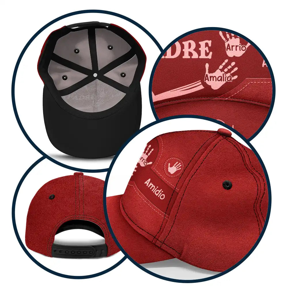 Gift For Yourself,Gift For Men,Gift For Grandpa,Gift For Father,Gift For Mother,Gift For Grandma,Spanish,Love- Las Huellas De Las Manos Del Abuelo Papá Y Los Niños - Gorra Clásica Personalizada