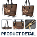 Gift For Grandma,Grandma,Grandkids - Leather Holding Hands Icon Mom Grandma & Kids - Personalized Leather Tote Bag
