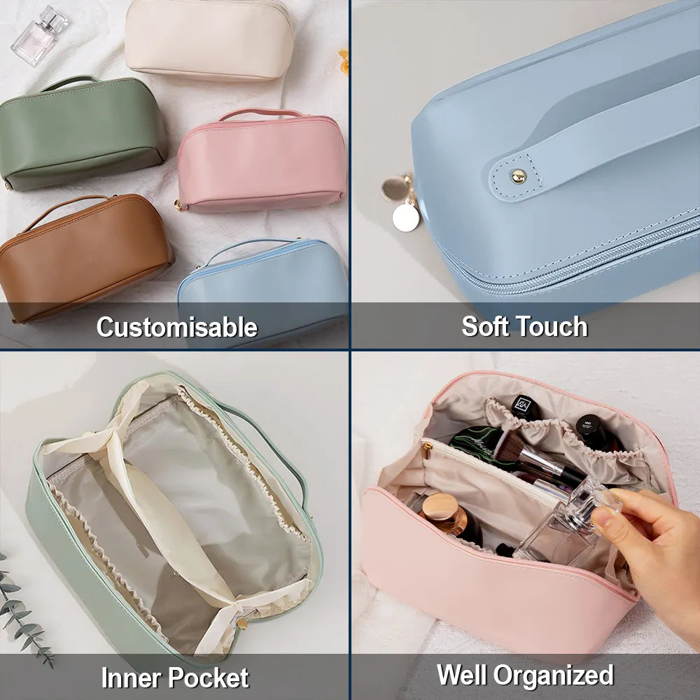 Gift For Yourself,Gift For Women,Summer,Humorous,Vector - All My Cruise Crap - Personalized Leather Makeup Bag