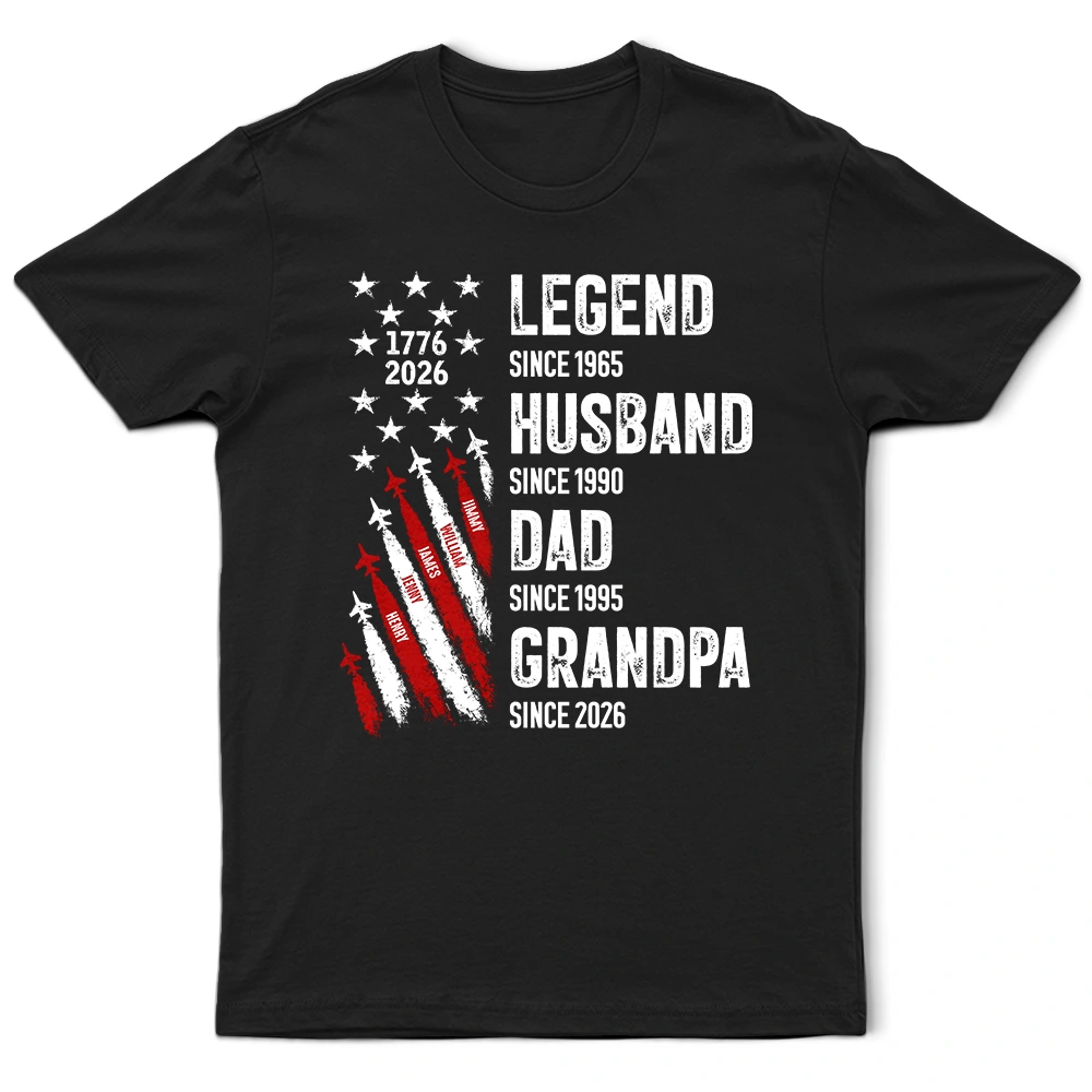 Legend Husband Dad Grandpa With Kid Names - Personalized T Shirt