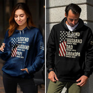 Gift For Grandpa,Gift For Father,Happy - Legend Husband Dad Papa - Personalized Pullover Hoodie