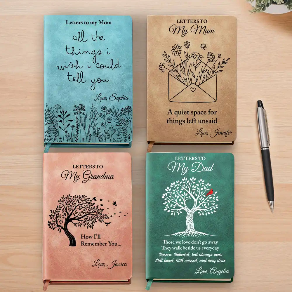 Family, Gift For Women, Gift For Men, Memorial, Sad, Top Market - Letters To Loved One - Personalized Leather Journal