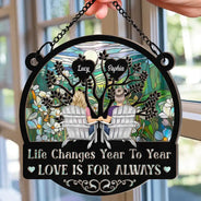 Gift For Couples,Gift For Husband,Gift For Wife,Gift For Boyfriend,Gift For Girlfriend,Love - Life Changes Year To Year - Personalized Window Hanging Suncatcher Ornament