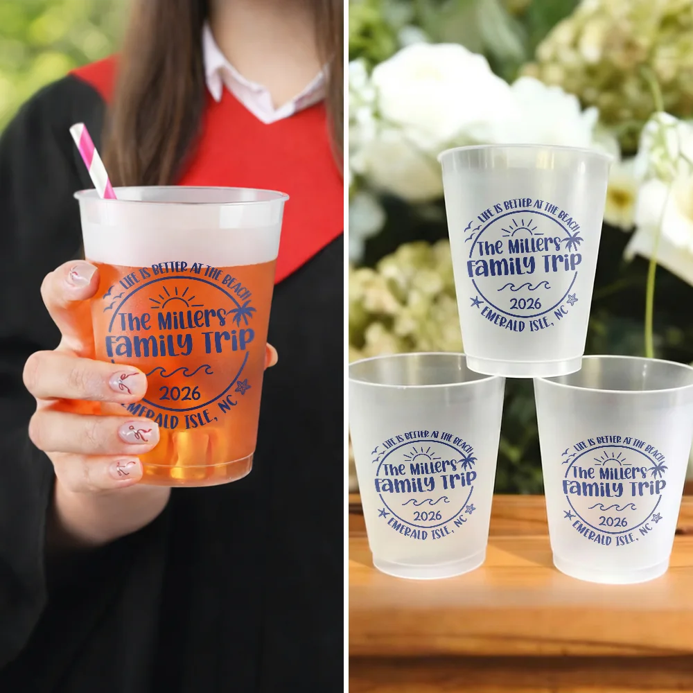 Playful, Beach, Family, Summer, Custom Text - Life Is Better At The Beach Family Trip - Personalized Frosted Cups