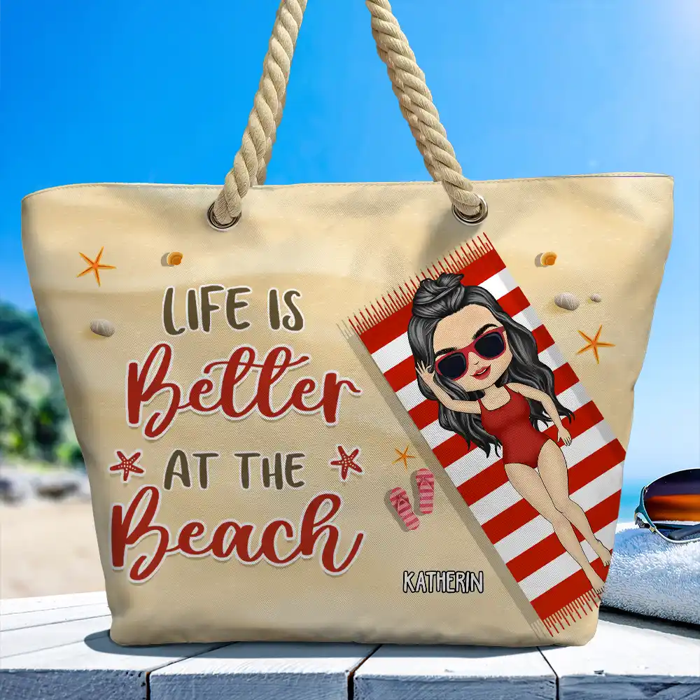 Gift For Yourself,Gift For Women,Gift For Bestie,Happy - Life Is Better At The Beach Summer Vibes - Personalized Beach Bag