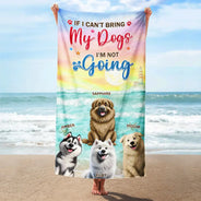 Beach,Summer,Pet Lovers,Pet Mom,Pet Dad,Dog Lovers,Dog Mom,Dog Dad,Happy - Life Is Better With Dogs 3D Effect - Personalized Beach Towel