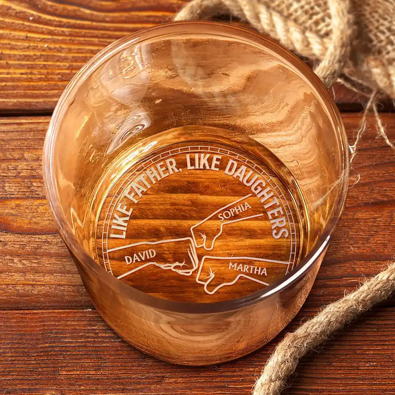 Funny,Gift For Husband,Gift For Father,Dad,Daughters - Like Father Like Daughter Oh Crap - Personalized Engraved Whiskey Glass