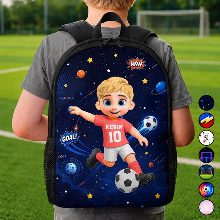 Little Kids Soccer Player - Personalized Kids Backpack