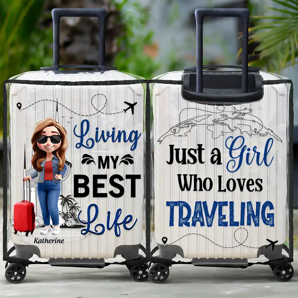 Living My Best Life 3D Effect - Personalized Clear Luggage Cover