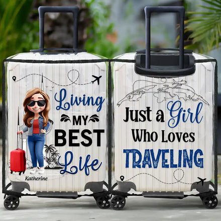 Living My Best Life 3D Effect - Personalized Clear Luggage Cover