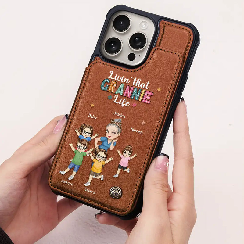Gift For Grandma, Love, Gift For Mother - Living That Grandma Life - Personalized Leather Flip Wallet Phone Case