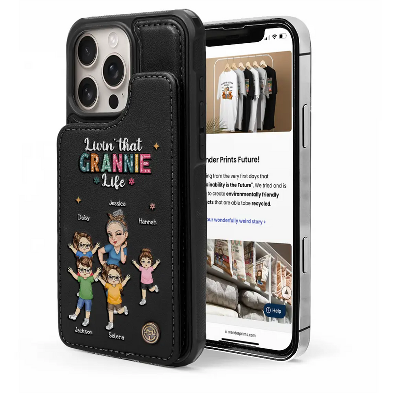 Gift For Grandma, Love, Gift For Mother - Living That Grandma Life - Personalized Leather Flip Wallet Phone Case