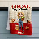 Farm,Outdoor Decor,Chicken,Pet Lovers,Humorous,Vector - Local Egg Dealer Chicken Farrm - Personalized Kitchen Towel