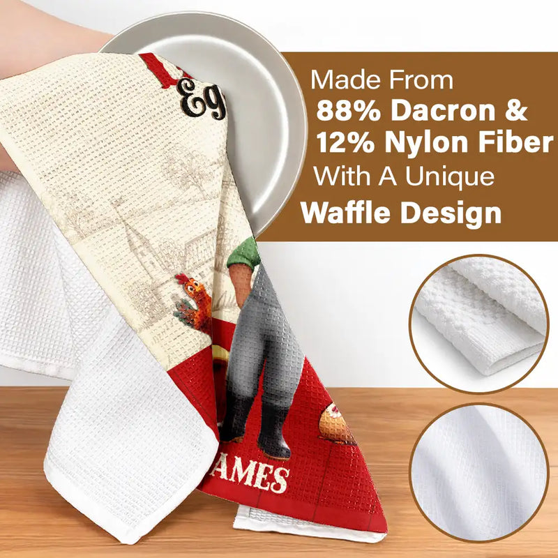Farm,Outdoor Decor,Chicken,Pet Lovers,Humorous,Vector - Local Egg Dealer Chicken Farrm - Personalized Kitchen Towel