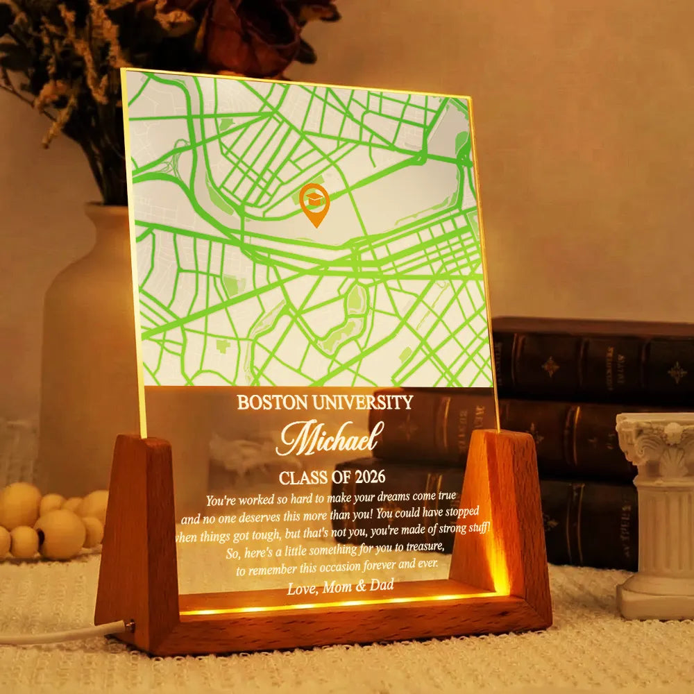 Happy,Family,Gift For Yourself,Gift For Daughter,Gift For Son,Gift For Sisters,Gift For Brothers,Gift For Bestie,Gift For Sibling,Graduation - Location Map Congrats You Did It - Personalized Night Light