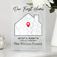 Family,Gift For Father,Gift For Mother,Gift For Son,Gift For Daughter,Love,Gift For Grandma,Gift For Grandpa - Location Map Location Coordinates Our First Home - Personalized Vertical Rectangle Acrylic Plaque