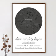 Wedding Anniversary,Gift For Couples,Gift For Husband,Gift For Wife,Happy - Location Map Wedding, Anniversary Gift For Couple, Where It All Began - Personalized Poster
