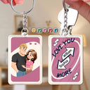 Gift For Couples,Gift For Wife,Gift For Girlfriend,Funny,Gift For Husband - Love You More Reverse Card Animate Couple - Personalized Acrylic Keychain