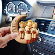 Gift For Grandma,Grandma - Grandkids,Family,Happy - Love You To The Moon & Back - Personalized Custom Shaped Car Visor Clip