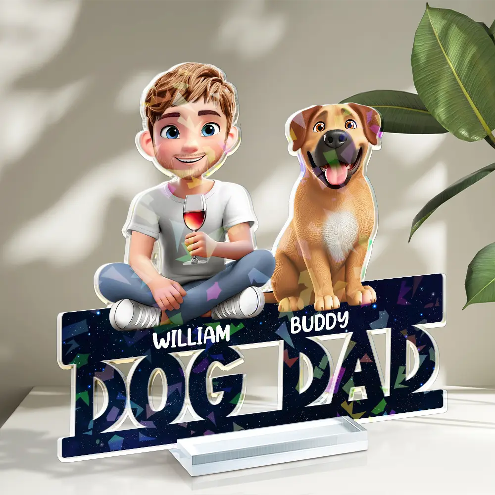 Dog Lovers,Dog Mom,Dog Dad - Lovely Dog Mom Dog Dad 3D Effect Print - Personalized Holographic Acrylic Plaque
