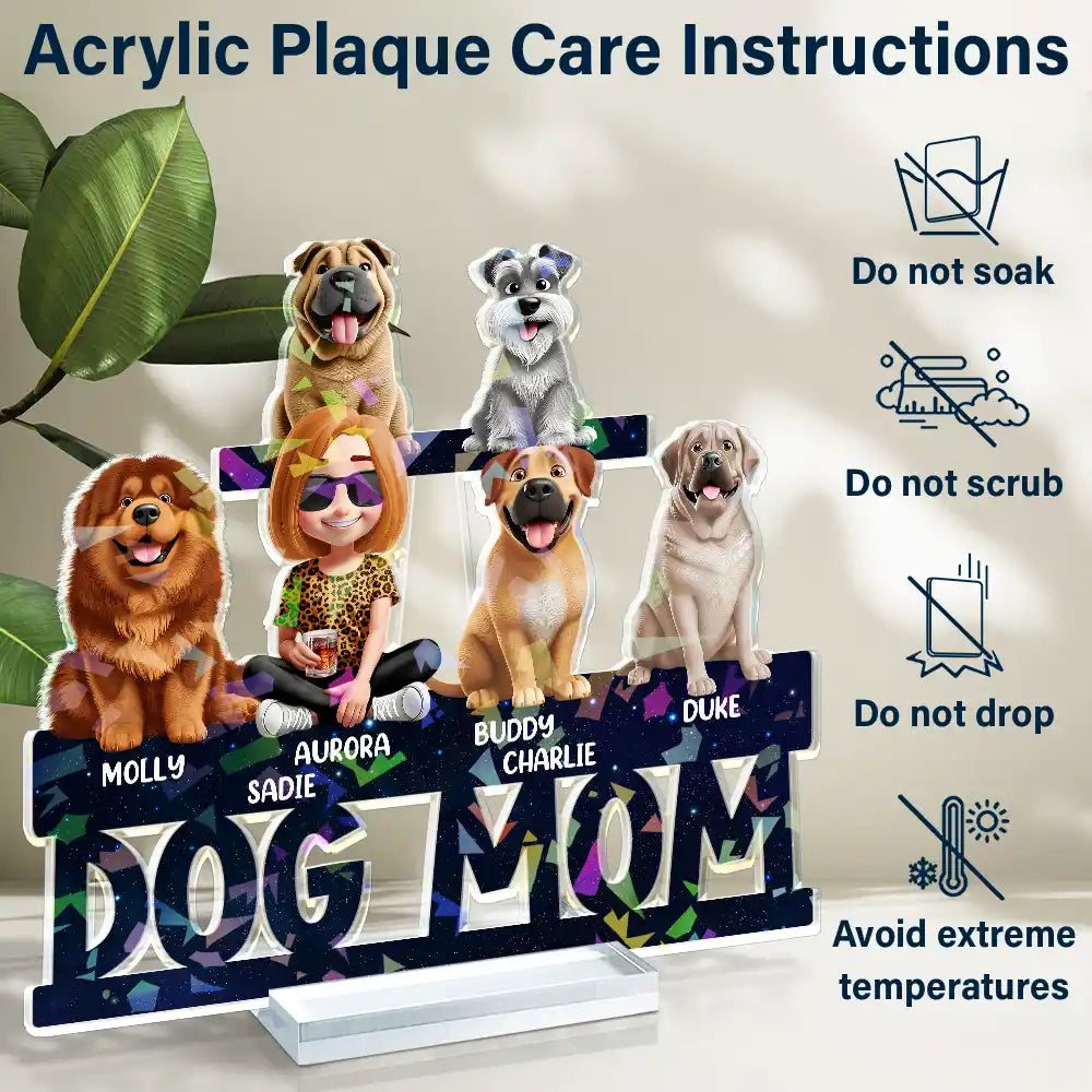 Dog Lovers,Dog Mom,Dog Dad - Lovely Dog Mom Dog Dad 3D Effect Print - Personalized Holographic Acrylic Plaque
