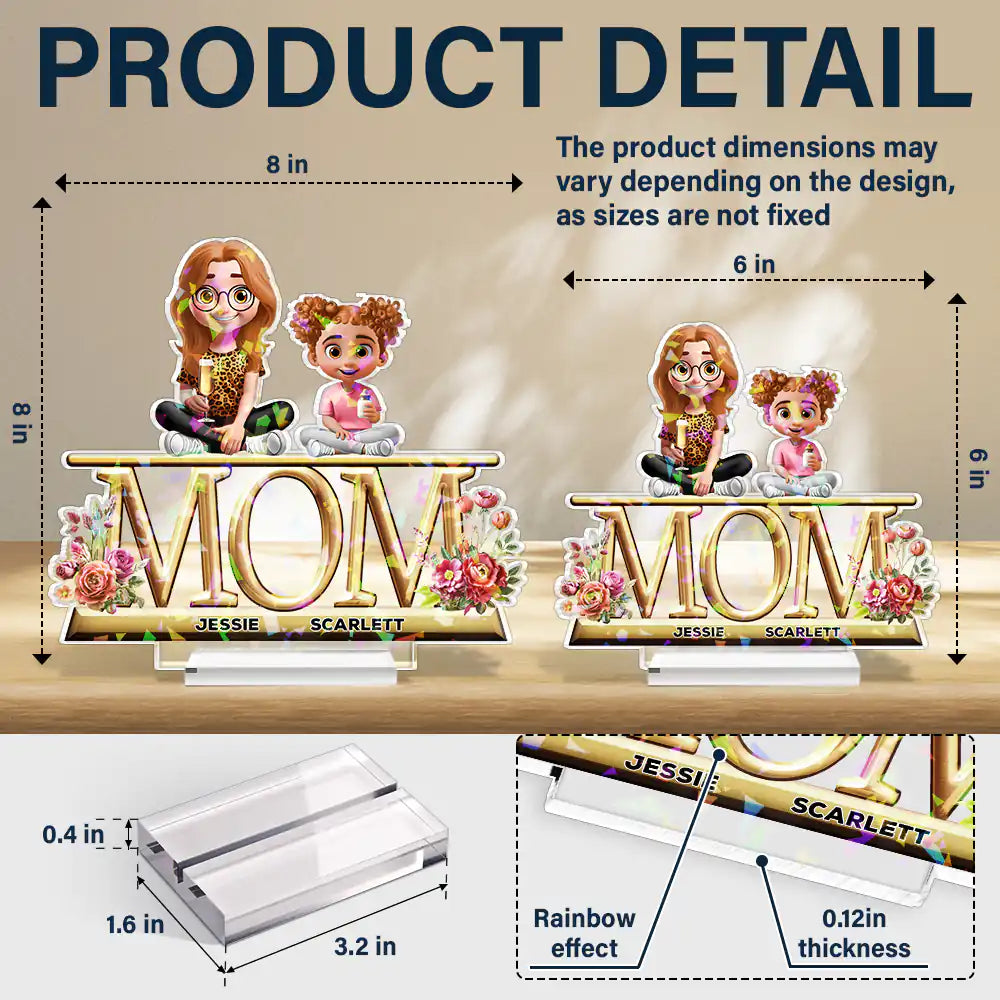 Gift For Mother, Mom - Children, Happy - Lovely Mom And Kids 3D Effect Print - Personalized Holographic Acrylic Plaque
