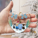Love,Gift For Couples,Gift For Husband,Gift For Wife,Christmas,Pet Couple,Pet Lovers,Dog Lovers,Cat Lovers - Loving Couple Dog Cat - Personalized Heart Shaped Glass Ornament