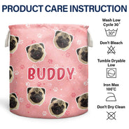 Custom Photo,Cut-Face Photo,Happy,Pet Lovers - Gift For Pet Mom - Personalized Custom Photo Pet Face Laundry Basket, Storage Basket