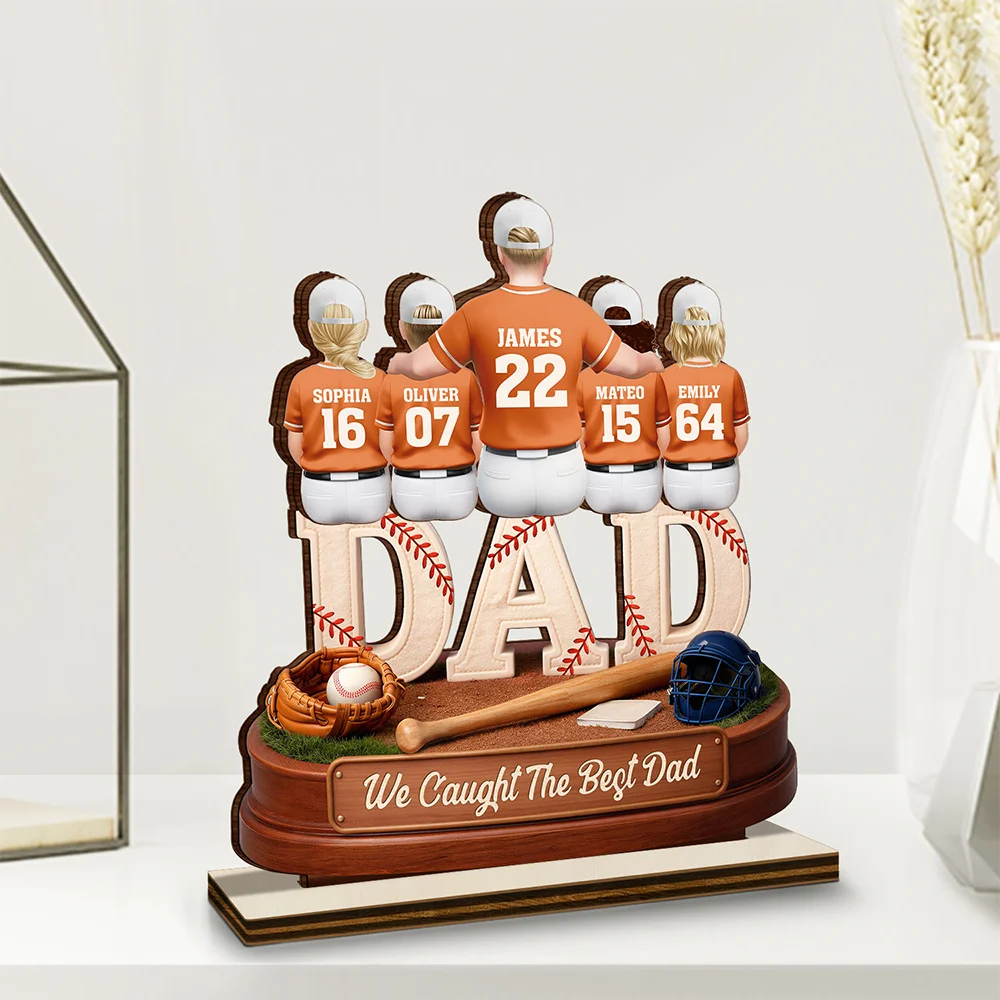 Gift For Mother,Gift For Father,Baseball,Gift For Women,Retirement,Top Market,Happy - 3D Effect Baseball We Caught The Best Mom Dad - Personalized Custom Shaped Wooden Plaque