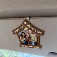 Family,Love,Gift For Husband,Gift For Wife,Parents,Gift For Grandparents - Custom Photo Drive Safe We Love You - Personalized Custom Shaped Car Visor Clip