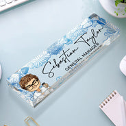 Gift For Bestie, Gift For Sisters, Gifts For Colleagues - Floral Woman Man Office - Personalized Desk Name Plate