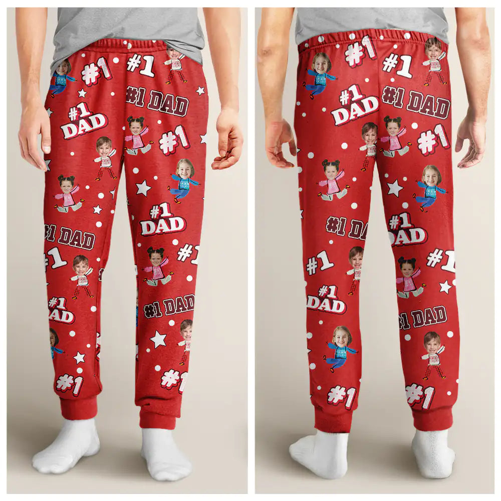 Gift For Father, Gift For Mother - Custom Photo Funny Kids #1 Dad #1 Mom - Personalized Pajama Pants
